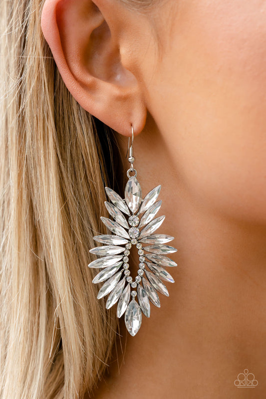 Turn up the Luxe - White Paparazzi Earrings