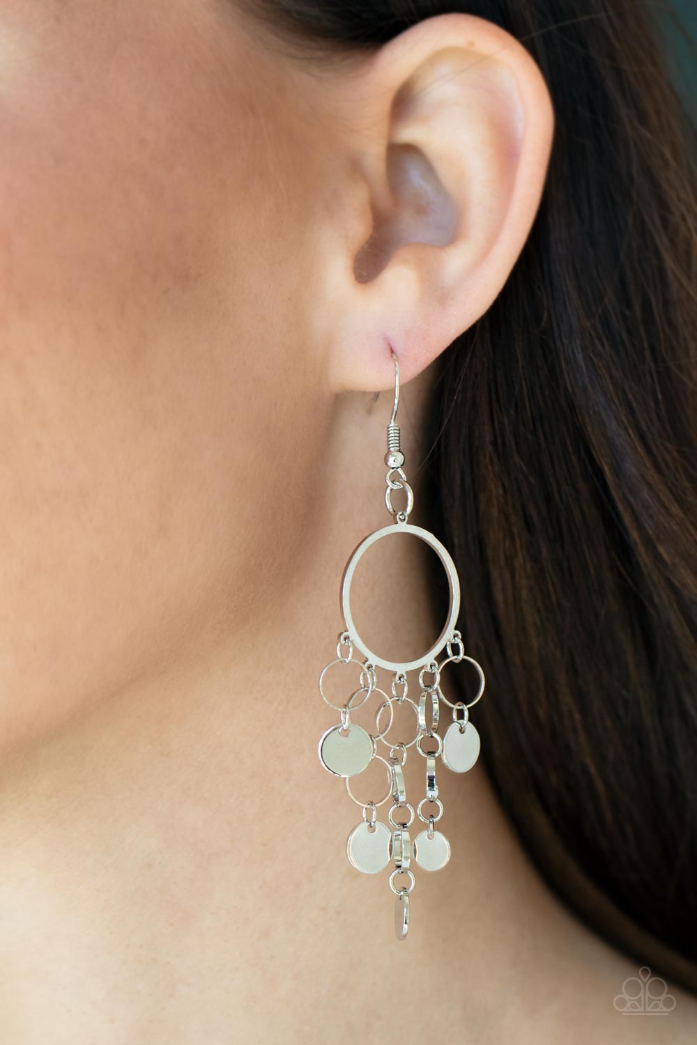 Cyber Chime - Silver Paparazzi Earrings