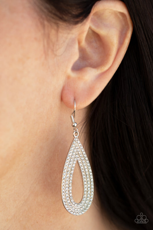 Exquisite Exaggeration - White Paparazzi Earrings