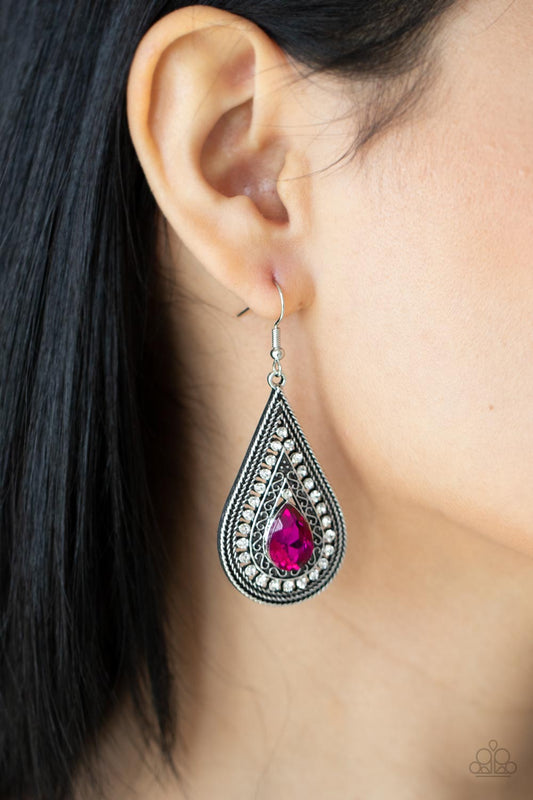 Metro Masquerade - Pink - Paparazzi Earrings