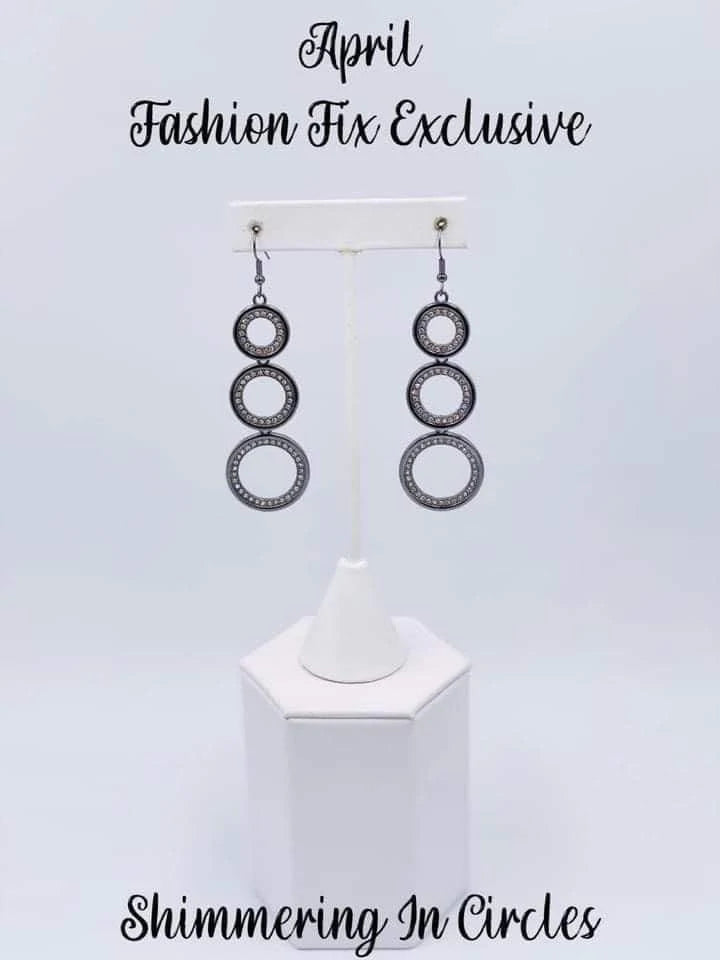 Shimmering in Circles - Black Paparazzi Earrings